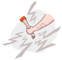 Ein gro&szlig;er Arm h&auml;lt einen zierlicheren Arm fest.