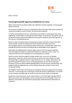 Titelseite der PM des B&uuml;ndnis Istanbul-Konvention