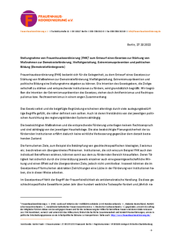 Abbildung Stellungnahme FHK zum Demokratiefördergesetz