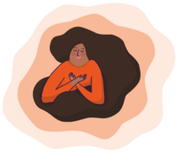 Frau l&auml;chelt zufrieden und geborgen