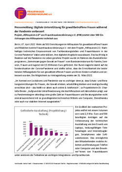 PM: Digitale Unterst&uuml;tzung f&uuml;r gewaltbetroffene Frauen w&auml;hrend der Pandemie verbessert 